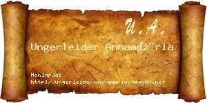 Ungerleider Annamária névjegykártya